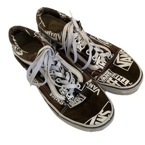 Vans Shoes Men Size 5 Women Sz6.5  Brown Logo‎ Off  The Wall Canvas Lace Up